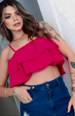 Cropped Crepinho Alcinha Paula Pink