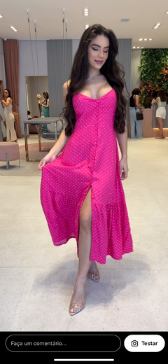 Vestido Midi Poa Creta Pink - comprar online