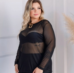 Blusa De Tule Plus Sany Preto - loja online