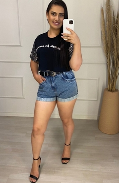 Shorts Jeans Mom C/ Cinto Escuro