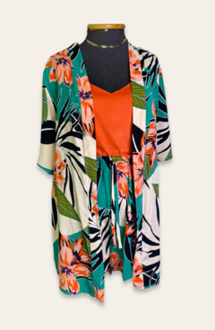 Conjunto Kimono + Shorts Mery Estampado Verde