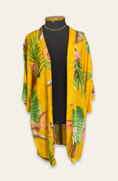 Kimono Viscose Floral Amarelo