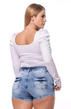 Body Canelado M/L Princesa Branco - comprar online