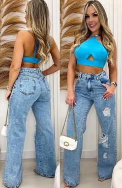 Calça Jeans Wide Leg Nexo Destroyed