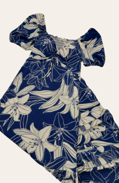 Vestido Longo Plus Flowers Azul - comprar online
