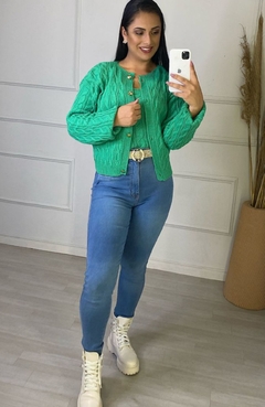 Conjunto Cropped + Cardigan Tricot Verde Bandeira - AUTHENTIC STORE LTDA