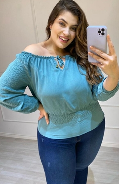 Blusa Plus Laila Azul Bebê