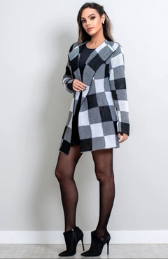 Cardigan Tricot Xadrez Preto - loja online