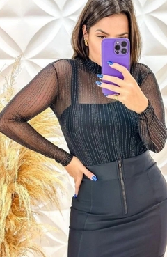 Body Tule Lurex Preto na internet