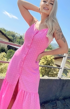 Vestido Midi Poa Creta Rosa Bebe - comprar online