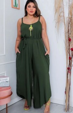 Macacao Viscose Pantalona Giseli Verde Militar