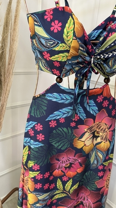 Vestido Longo Tropical Rio Azul Marinho - loja online