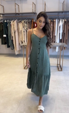 Vestido Midi Poa Creta Verde - comprar online