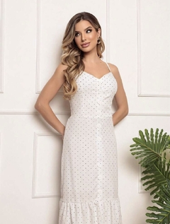 Vestido Midi Poa Creta Branco - loja online