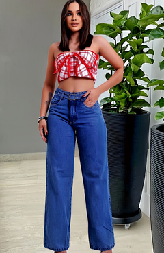 Calça Jeans Wide Leg Com Cinto