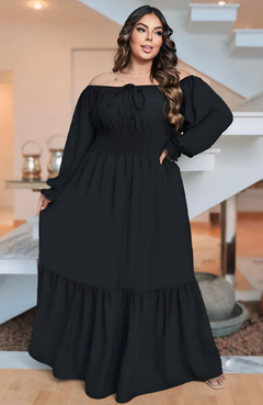 Vestido Longo Plus Janete Preto