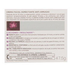 Crema experto antiarrugas +45 L´Oréal Paris Hidra total 5 - Jazmín de Rosas | Verse bien