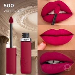 Labial Líquido L'Oréal Infaillible Matte Resistance tono Wine not (500) como queda