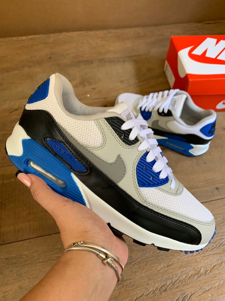 Tênis NK Air Max 90 - Branco/Azul - LF.EMIMPORTS