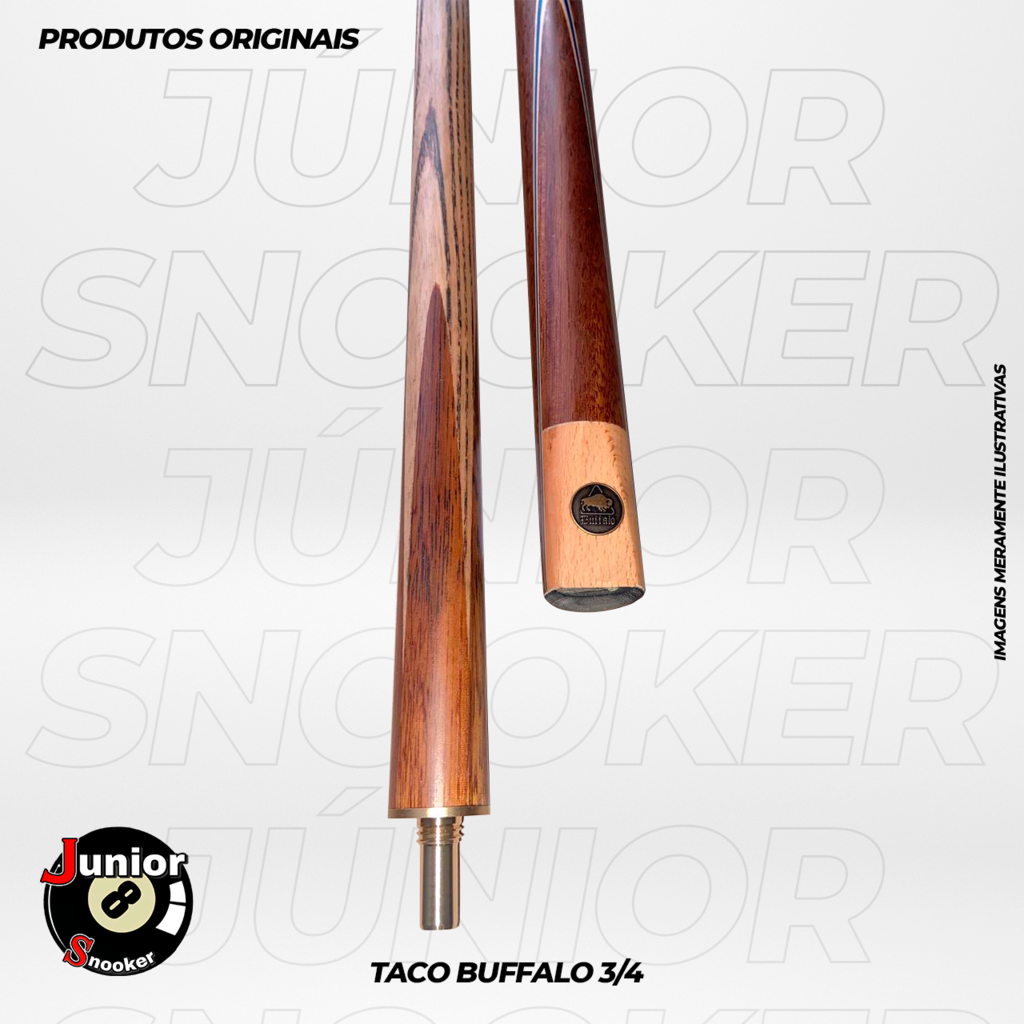 Taco Sinuca Buffalo LINHA PRÊMIO 3/4 Madeira Ash Junior Snooker Vermelho