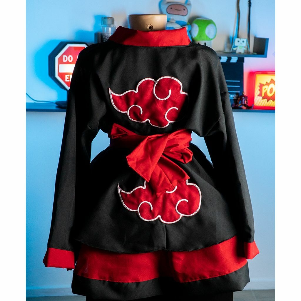 Capa Manto Akatsuki Infantil Itachi Cosplay Nuvem Vermelha