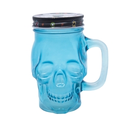 Caneca de Vidro e Canudo Caveira Pop - Live Colors