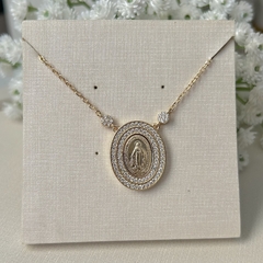 COLAR PRATA 925 MEDALHA MILAGROSA NOSSA SENHORA/ DOURADO