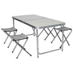 MESA CAMPING ALUMINIO PLEGABLE C/SILLAS