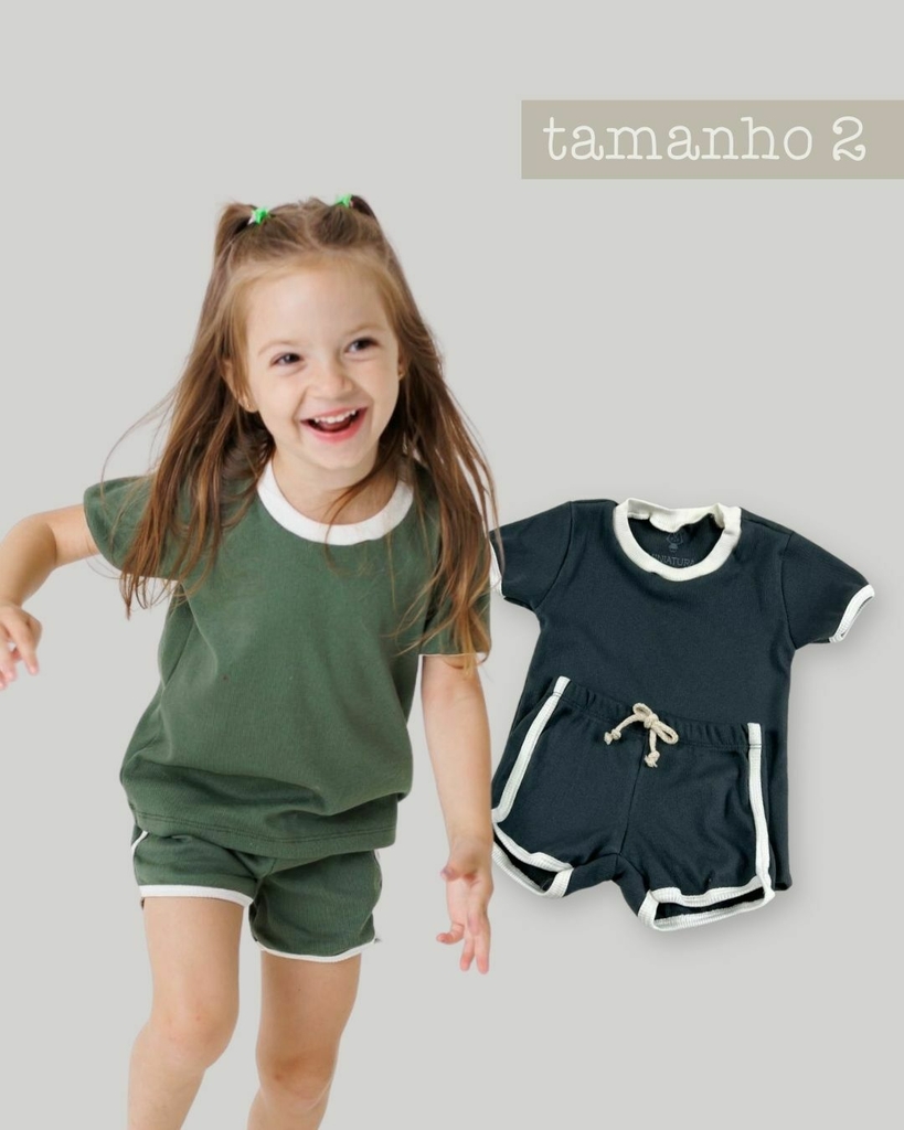 Kit Roupa Infantil 2 Conjuntos Infantil de Malha Canelada Retrô