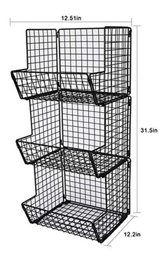 Imagen de Tqvai - Soporte De 3 Niveles Para Colgar Cestas De Frutas,