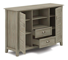 Mueble Para Tv Con Estantes De Madera Color Gris. en internet