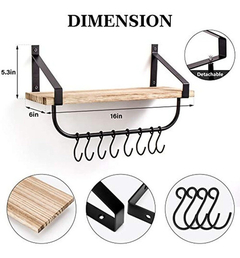 Imagen de Estantería Flotante De Metal Y Madera Marrón/2 Unidades.