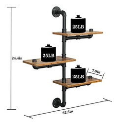 Estantería Flotante De Metal Y Madera,colo Negro. - comprar online