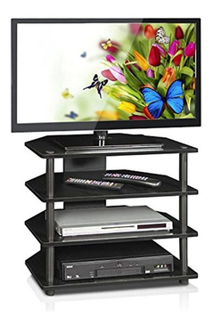 Mueble Para Tv Con Estantes De Madera Color Negro/4 Niveles. en internet