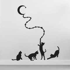 Cugbo Vinilo Decorativo 4 gatos Llegar A La Luna - Danielle's Store