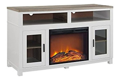 Mueble Para Tv Y Chimenea Eléctrica,madera Color Blanco - comprar online