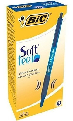 Bic Soft Feel Retráctil Bolígrafo, Punto Mediano, Azul,