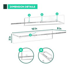 Estanteria De Acrílico Transparente 2 Piezas De 0.197 x 10in - Danielle's Store