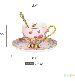 Juego De Taza Y Platillo De Porcelana China De 3 Piezas Con - comprar online