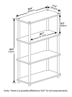 Estantería De Madera Y Pvc Color Negro De 24 X 12 X 43.25 In - comprar online