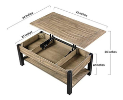 Mesa De Centro Con Compartimento Oculto,madera Gris.