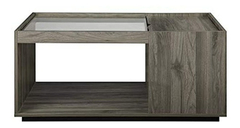 Mesa De Centro Con Estante De Madera Color Gris De 39.8 In. - tienda online