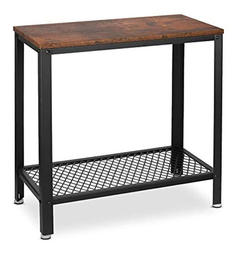 Mesa Auxiliar De Metal Y Madera Color Negro/2 Niveles