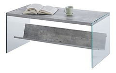 Mesa De Centro Con Estante De Madera Color Gris Y Cristal. - comprar online