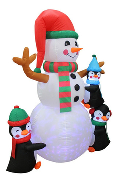 6 Pies Alto Iluminado Navidad Inflable Tres Pingüinos Lindos - tienda online