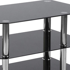 Mueble Para Tv De Cristal Negro Y Metal Color Plateado. - tienda online