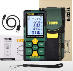 Medidor Láser Teccpo Recargable, Hasta 60m, Lcd De 2.25''