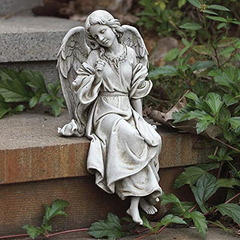 Estatuilla De Jardin De Ángel Sentado Frente A La Izquierda - comprar online