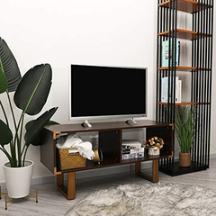 Mueble Para Tv Con Estantes De Madera Color Marrón/2 Niveles en internet