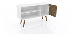 Mueble Para Tv Con Estantes De Madera Color Blanco Y Marrón - Danielle's Store